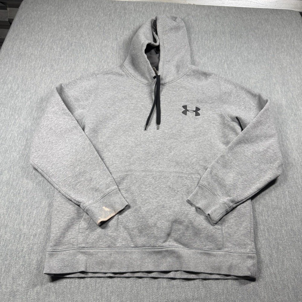 Under Armour Hoodie Mens L Gray AllseasonGear Loose Fit Fleece Pullover 12583